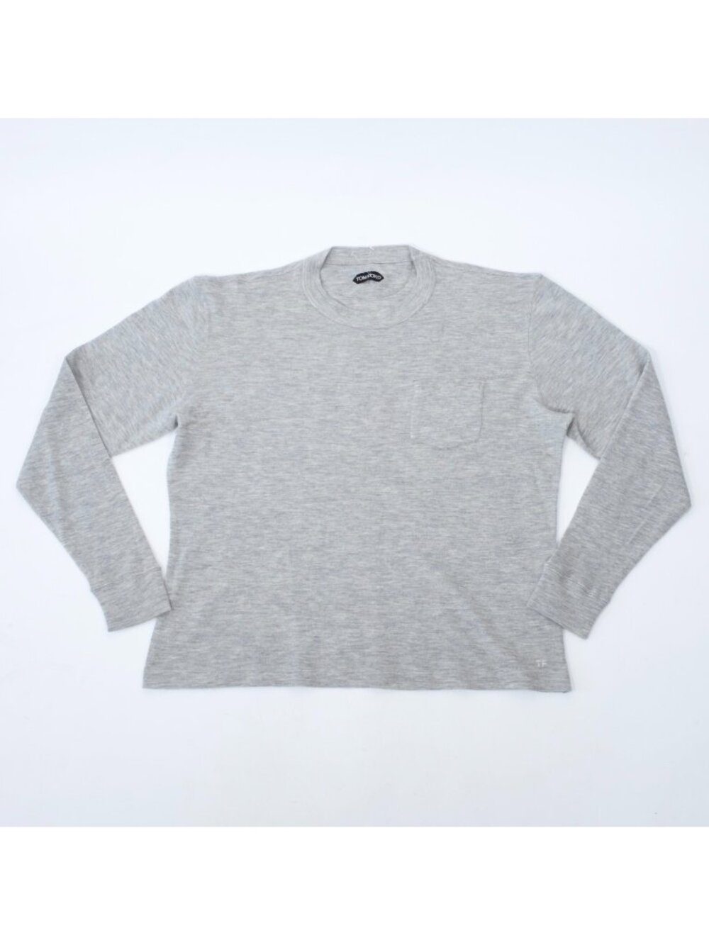 TOM FORD 56 US 46  sweater T shirt 100% cashmere long sleeves gray TF logo